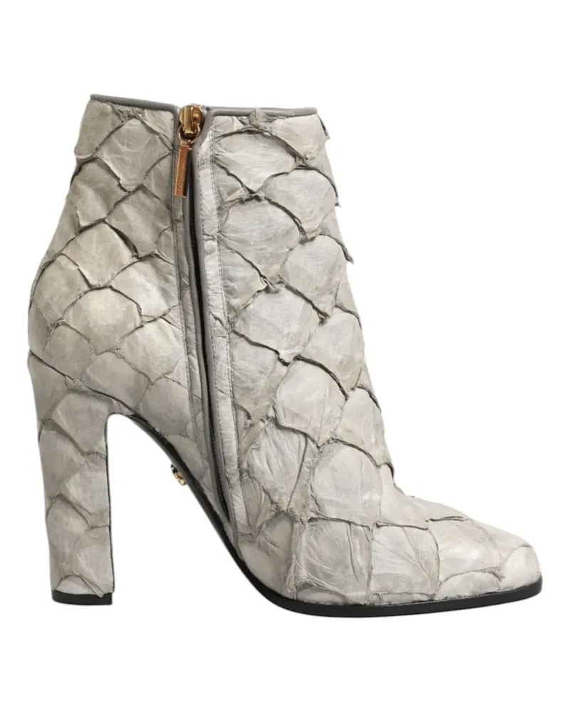 Dolce & Gabbana Knöchelhohe Lederstiefel - Grau Grau