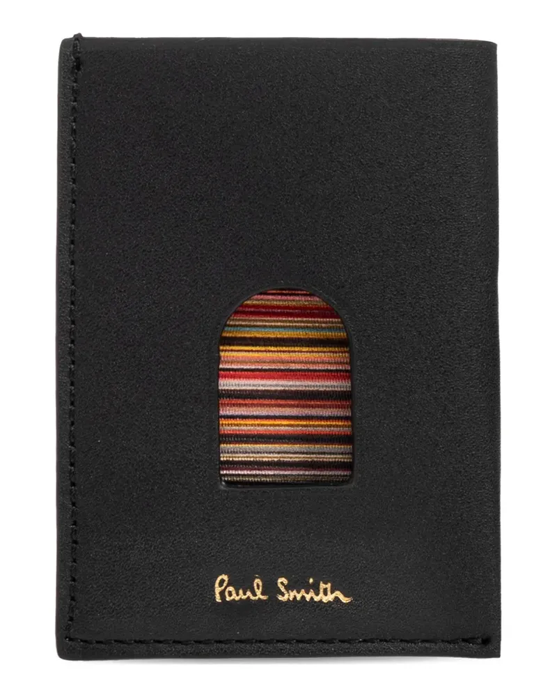 Paul Smith striped leather cardholder - Schwarz Schwarz