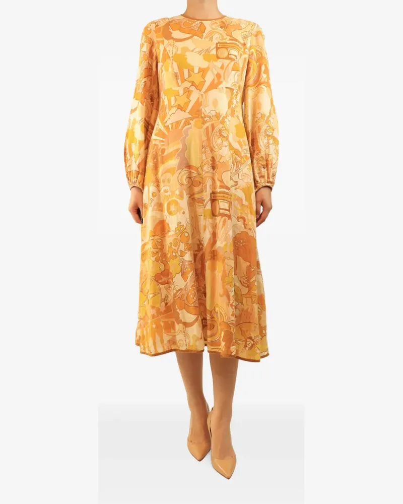 Zimmermann Leinenkleid mit Stern-Print - Orange Orange