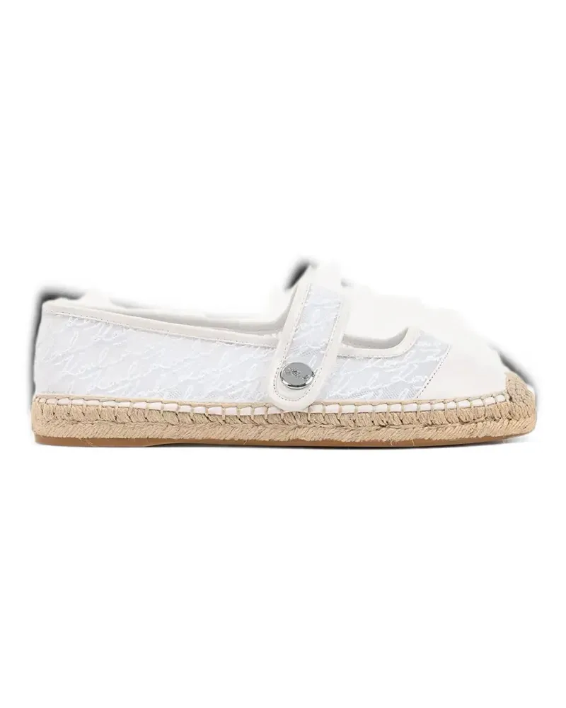 Karl Lagerfeld monogram-embroidered Mary Jane espadrilles - Weiß Weiß