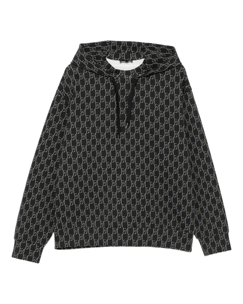Emporio Armani monogram-print hoodie - Schwarz Schwarz