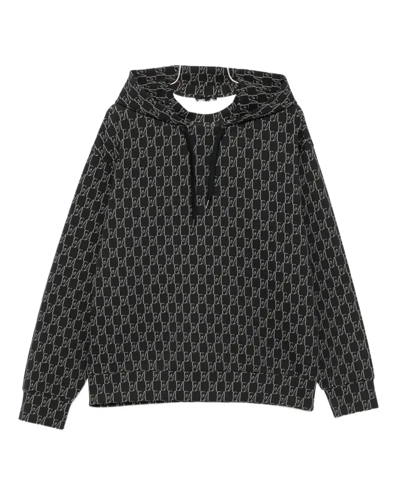 Emporio Armani monogram-print hoodie - Schwarz Schwarz