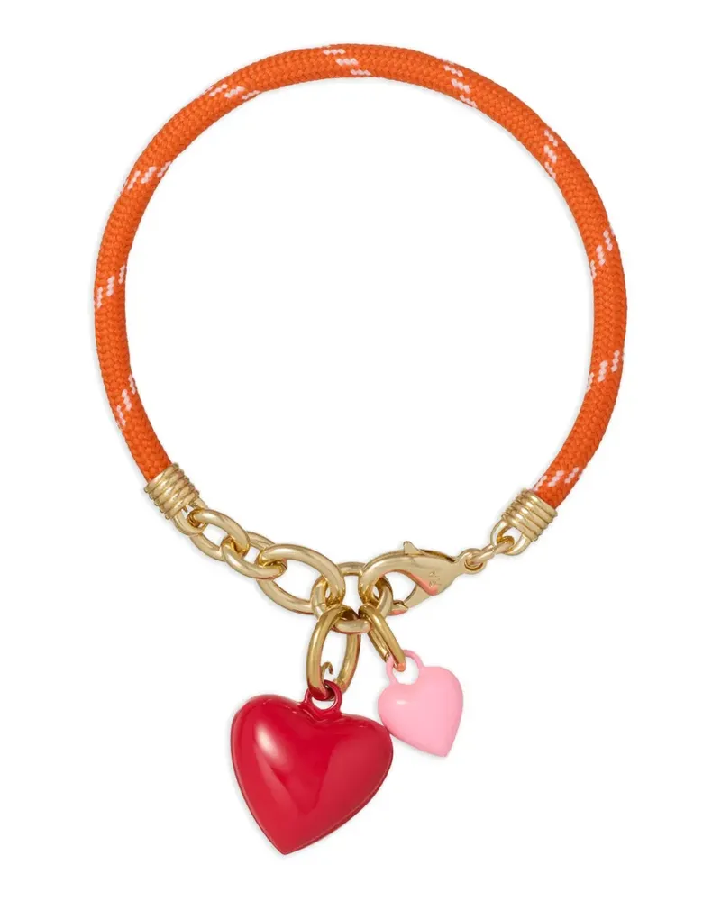 Roxanne Assoulin Happy Cord double-heart charm bracelet - Orange Orange