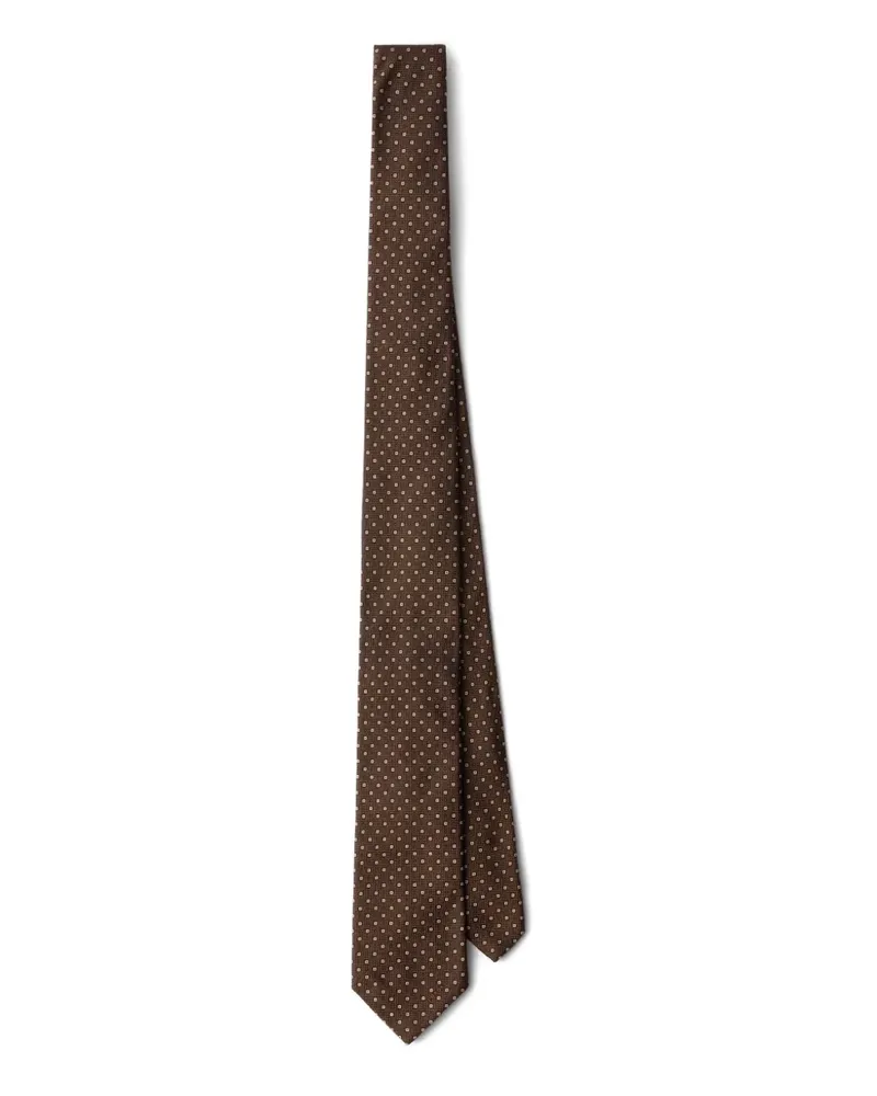 Prada Geometrisch gemusterte Seidenkrawatte - Braun Braun
