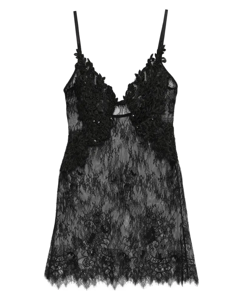 ALCHEMY x Lia Aram lace beaded mini dress - Schwarz Schwarz
