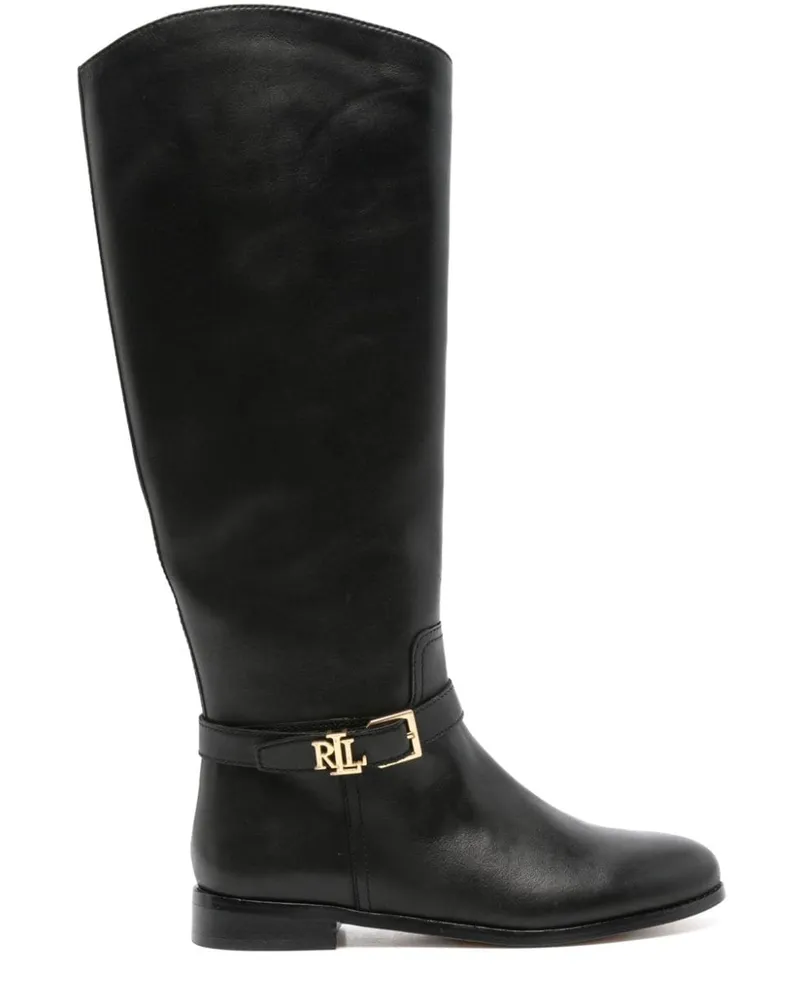 Ralph Lauren Stiefel mit Logo-Schild - Schwarz Schwarz