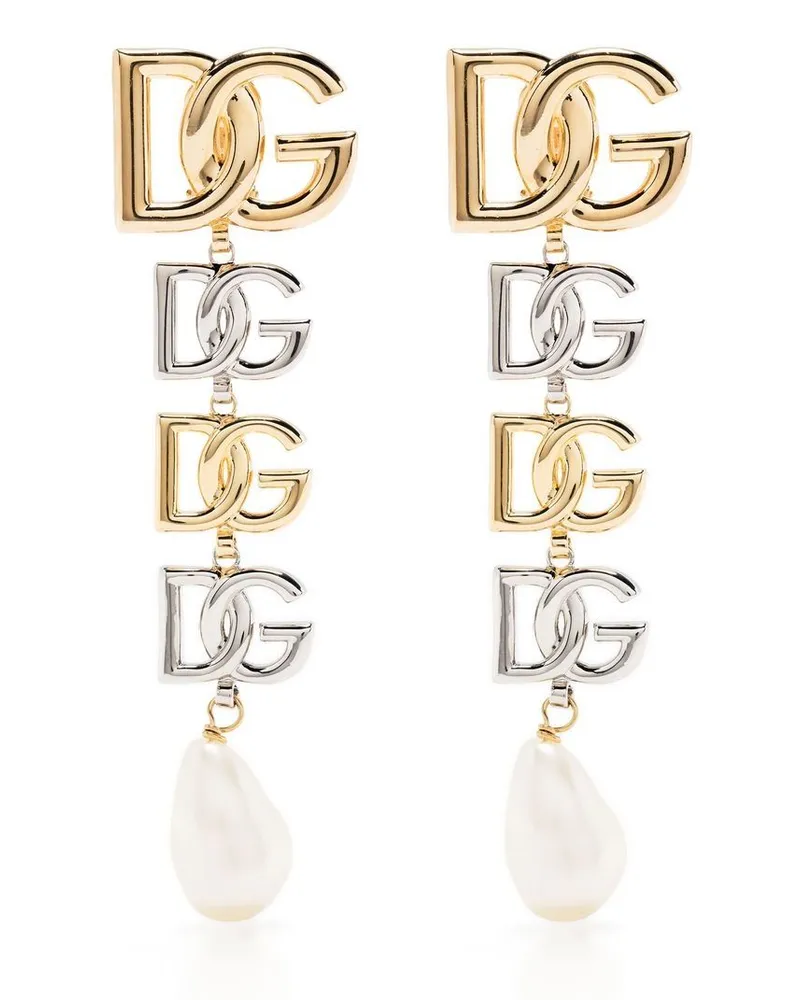 Dolce & Gabbana Hängeohrring mit Monogramm - Gold Gold