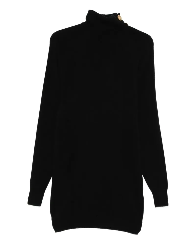Balmain Rollkragenkleid mit Zierknöpfen - Schwarz Schwarz