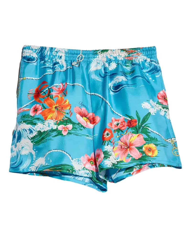 Gucci print silk shorts - Blau Blau