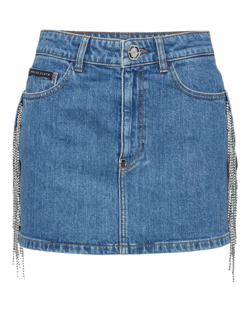 Philipp Plein Jeans-Minirock mit Kristallen - Blau Blau