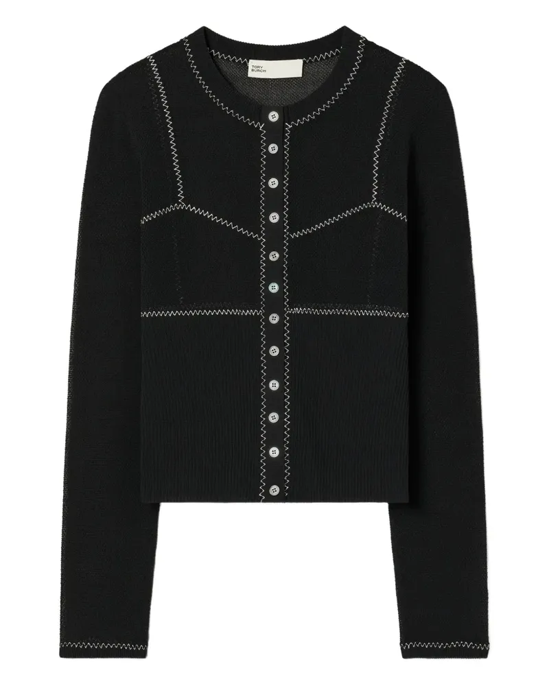 Tory Burch Gerippter Cardigan mit Knöpfen - Schwarz Schwarz
