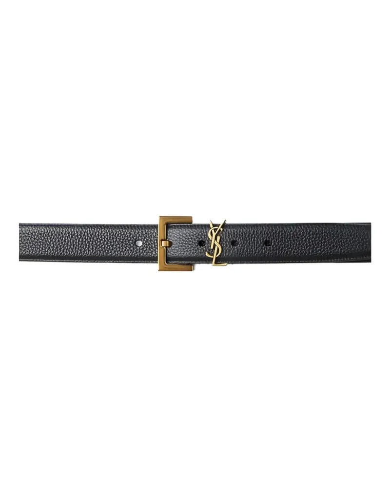 Saint Laurent logo-buckle belt - Schwarz Schwarz
