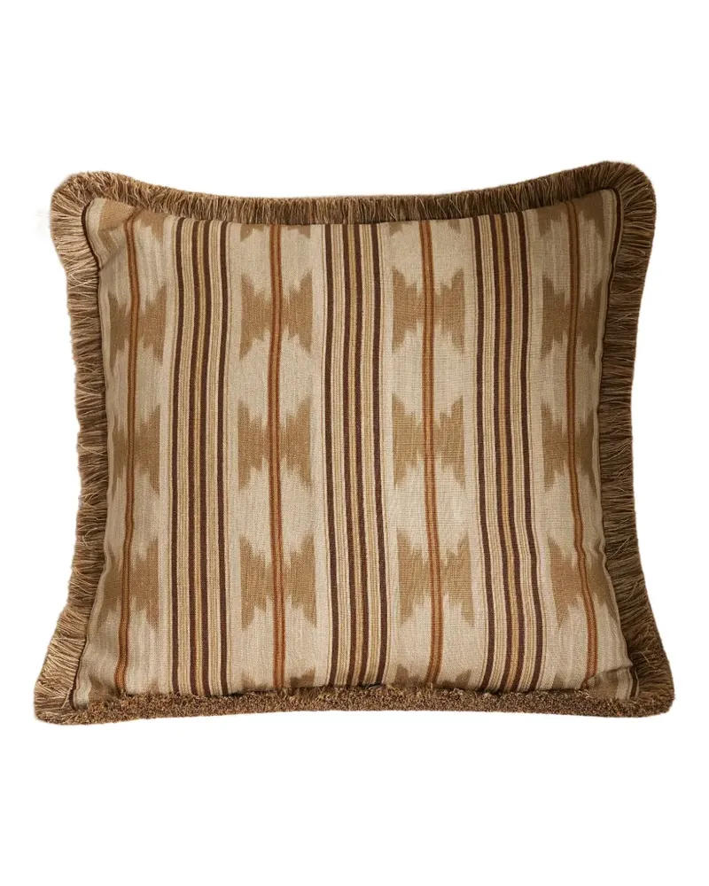 Soho Home Gestreiftes Watkins Kissen mit Fransen - Braun Braun