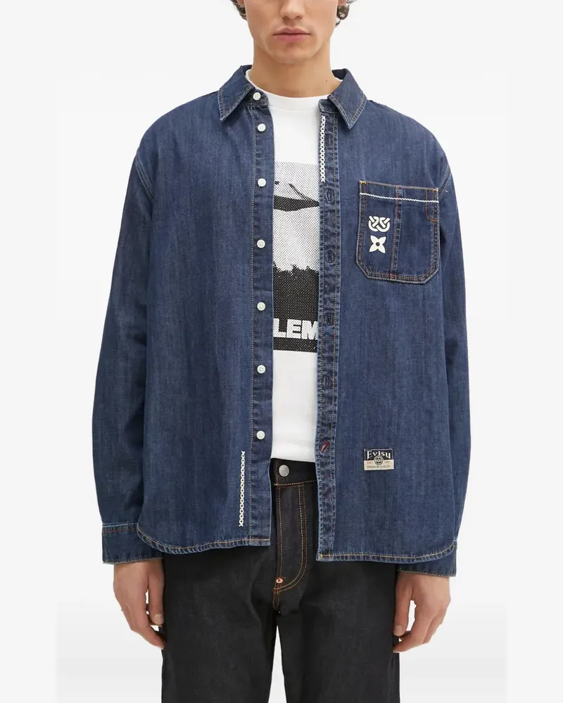 Evisu Hemd mit Brusttasche - Blau Blau