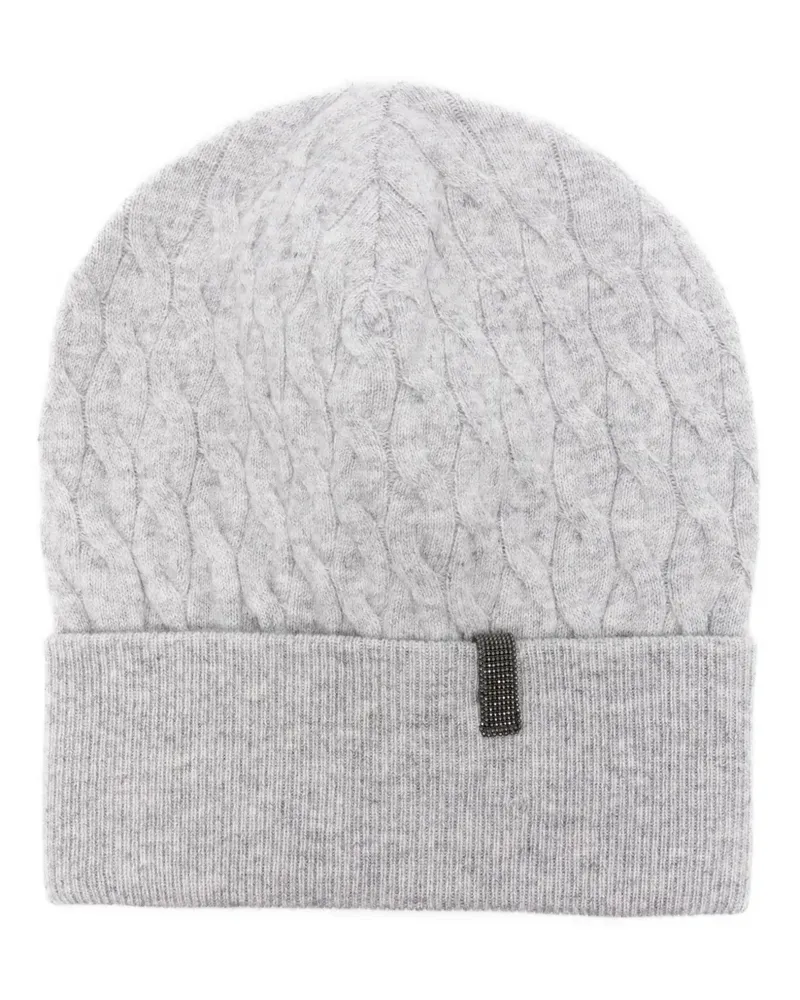 Brunello Cucinelli Beanie mit Zopfmuster - Grau Grau