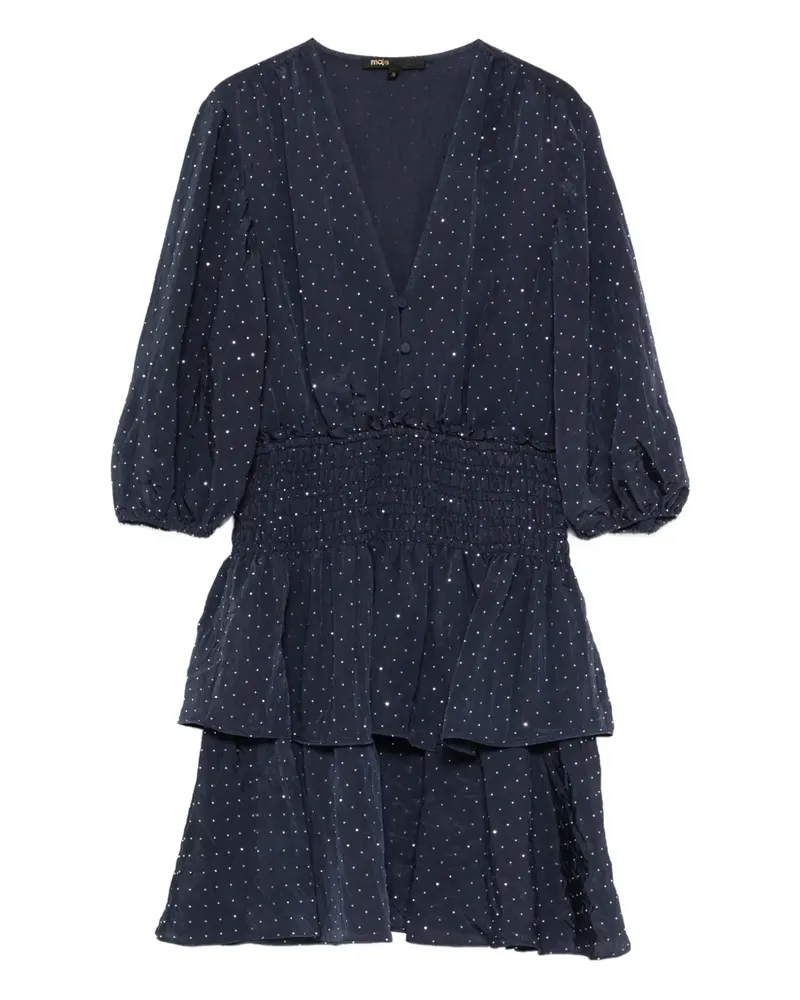 Maje Kristallverziertes Minikleid mit V-Ausschnitt - Blau Blau