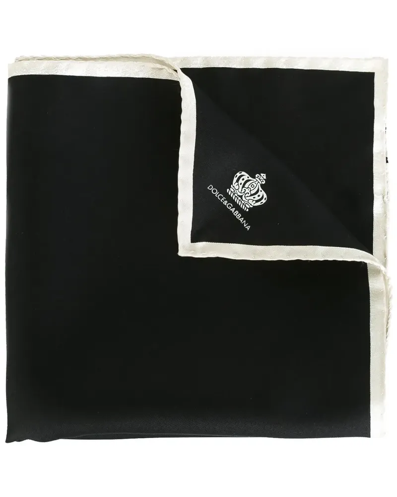 Dolce & Gabbana Seiden-Einstecktuch mit Kronenmotiv - Schwarz Schwarz