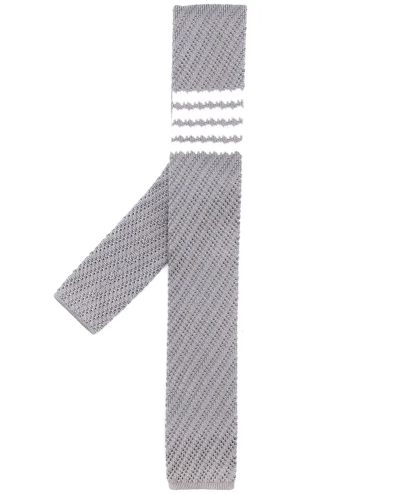 Thom Browne Seidenkrawatte mit Streifen - Grau Grau