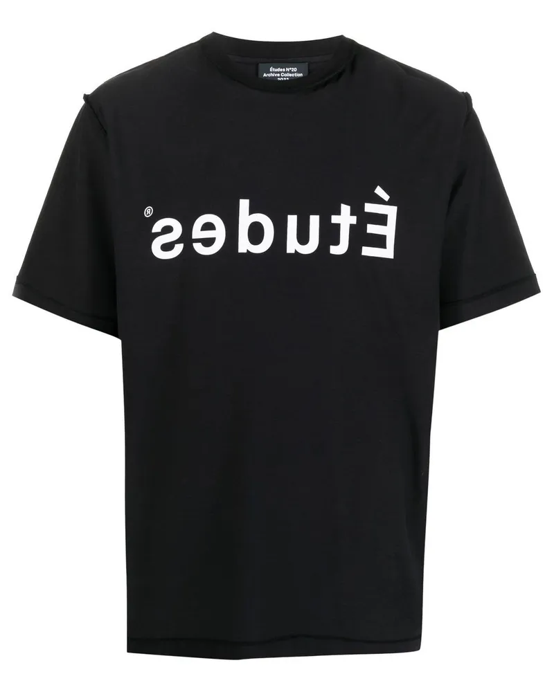 Études Studio T-Shirt mit Logo-Print - Schwarz Schwarz