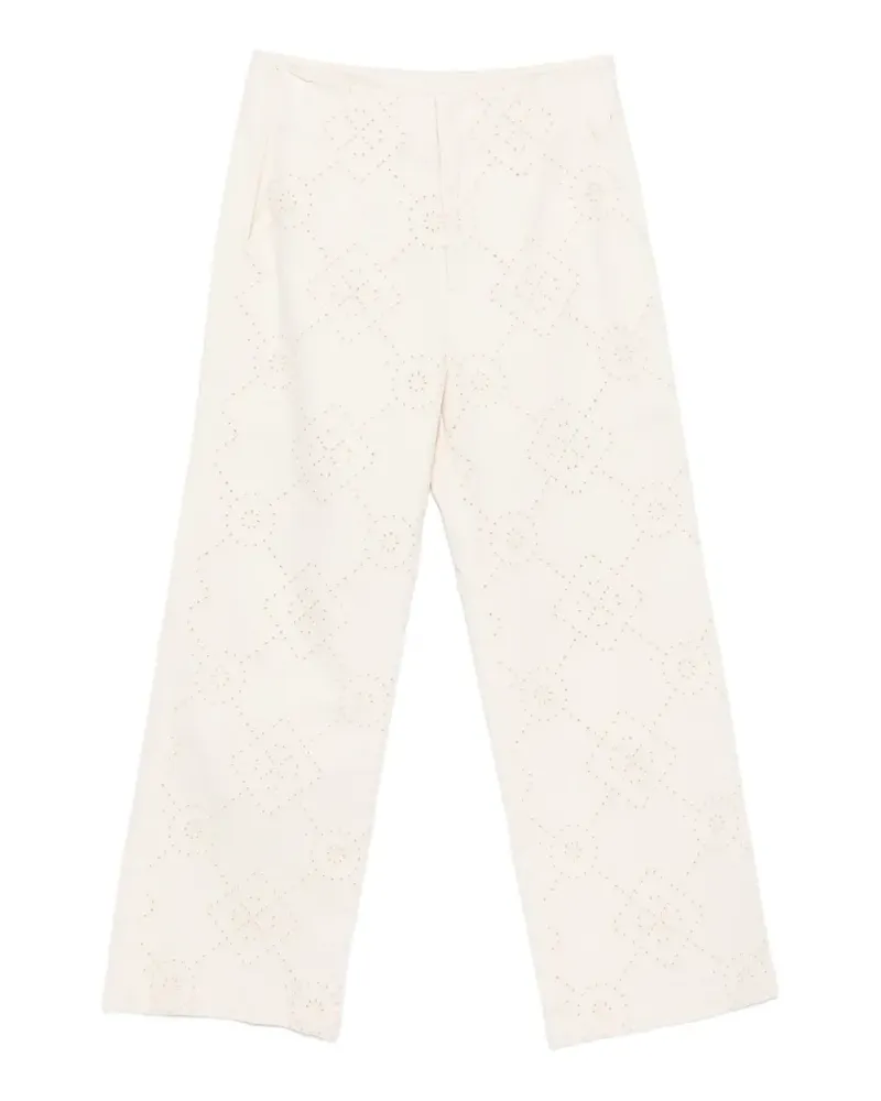 DKNY Wide-Leg-Jeans mit Lochstickerei - Nude Nude