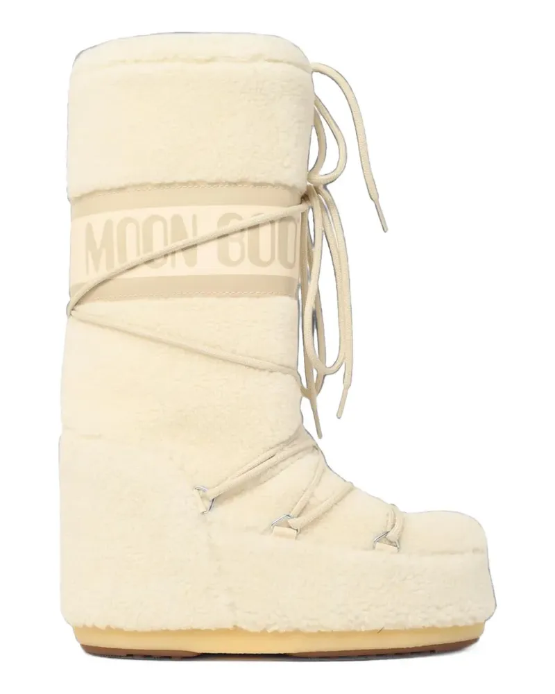 Moon Boot Icon fleece lace-up boots - Nude Nude