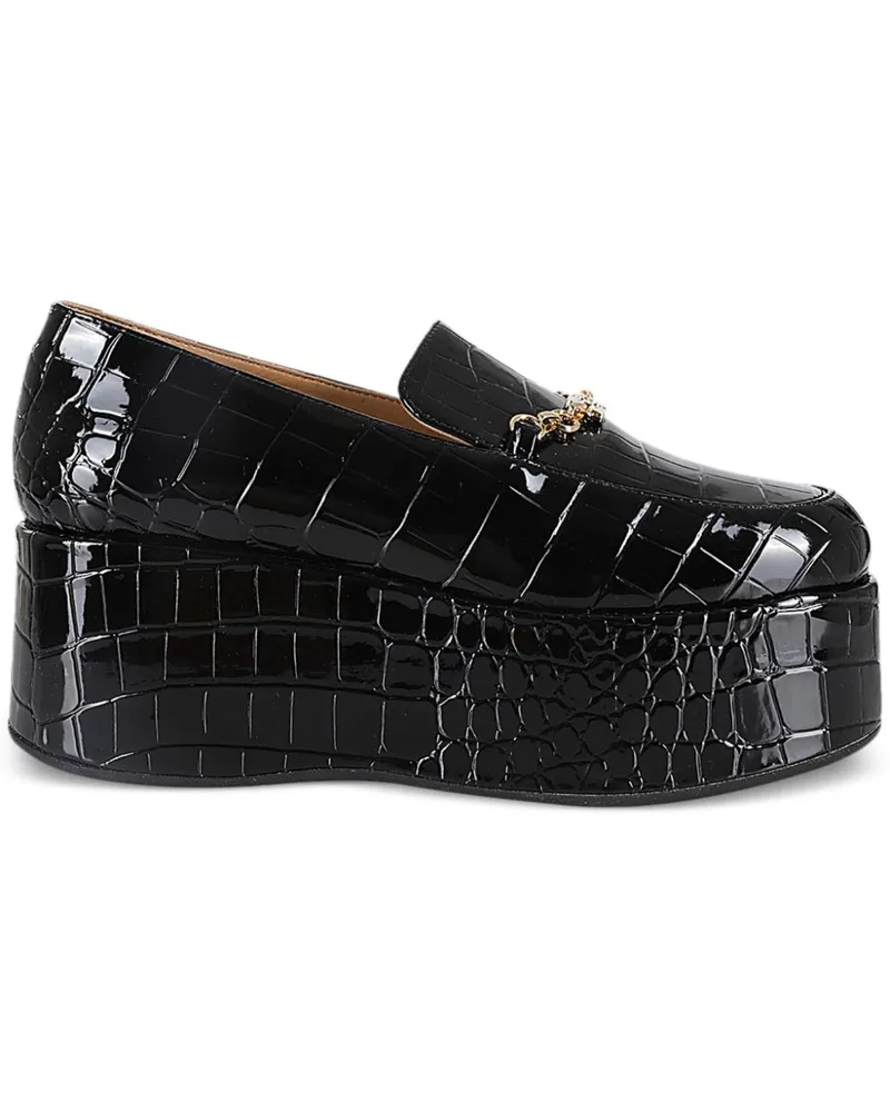 Ganni Loafer mit Kroko-Optik - Schwarz Schwarz