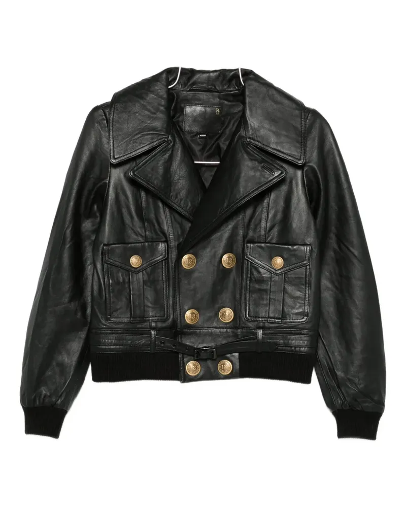R13 double-breasted faux-leather jacket - Schwarz Schwarz