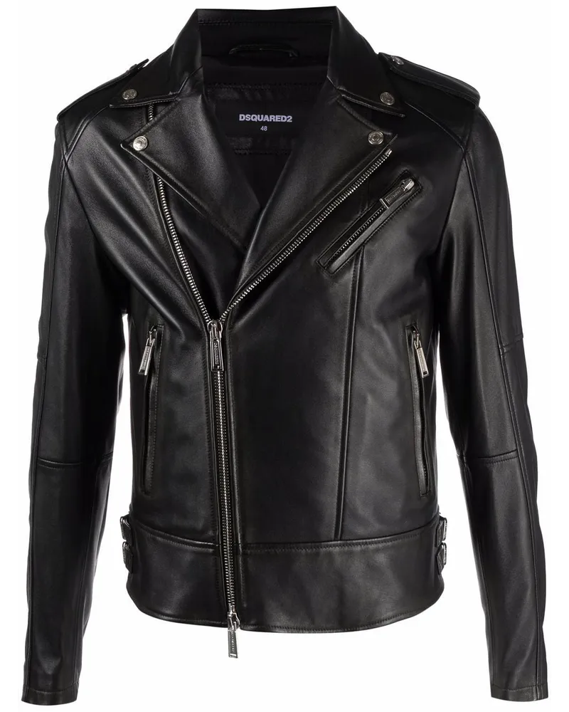 Dsquared2 Bikerjacke aus Leder - Schwarz Schwarz