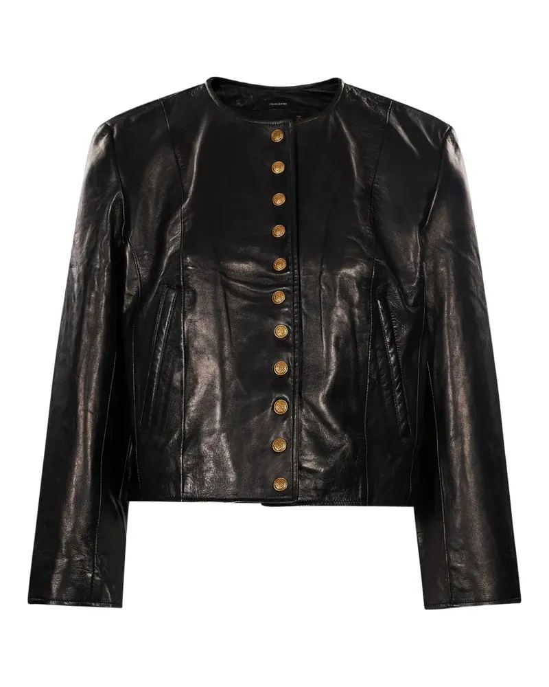 R13 button-up leather jacket - Schwarz Schwarz