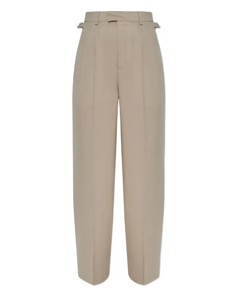AMI Paris pleated buckle-fastening trousers - Nude Nude