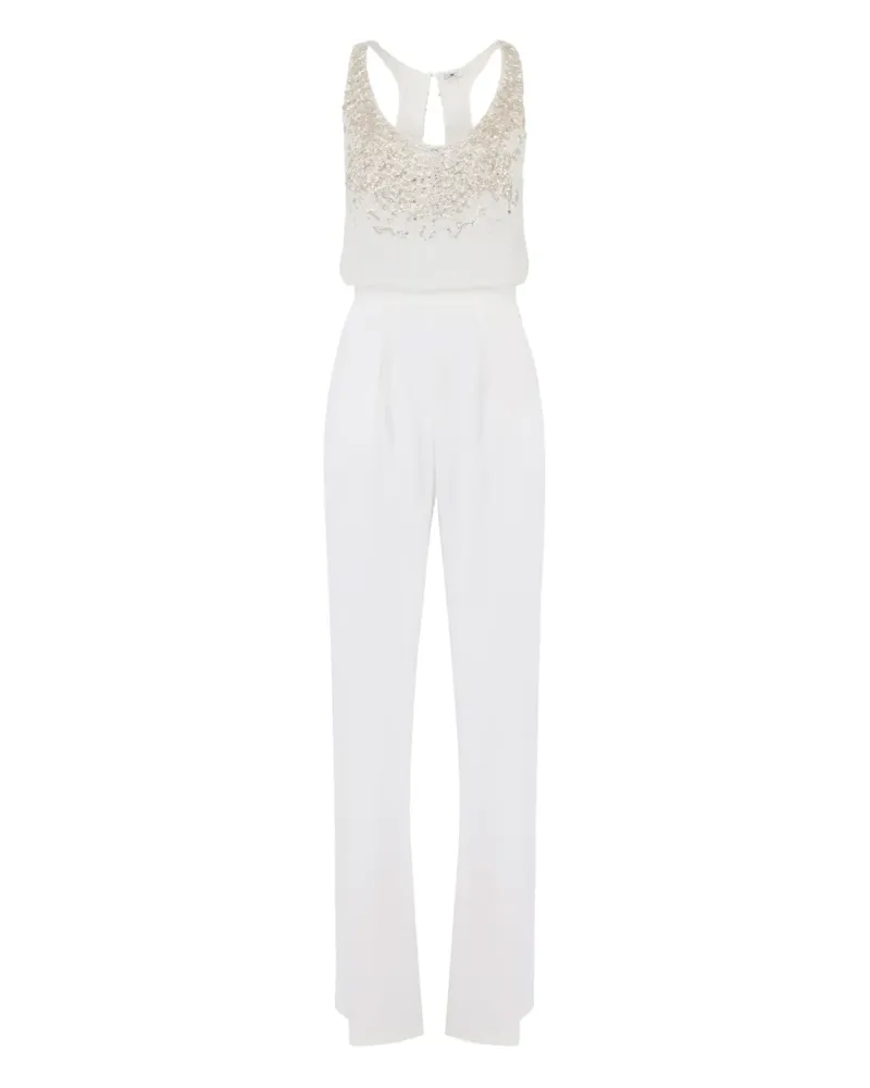 Elisabetta Franchi Jumpsuit mit Kristallen - Weiß Weiß