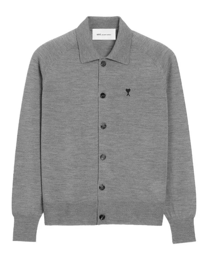 AMI Paris Ami de Coeur Cardigan mit Hemdkragen - Grau Grau