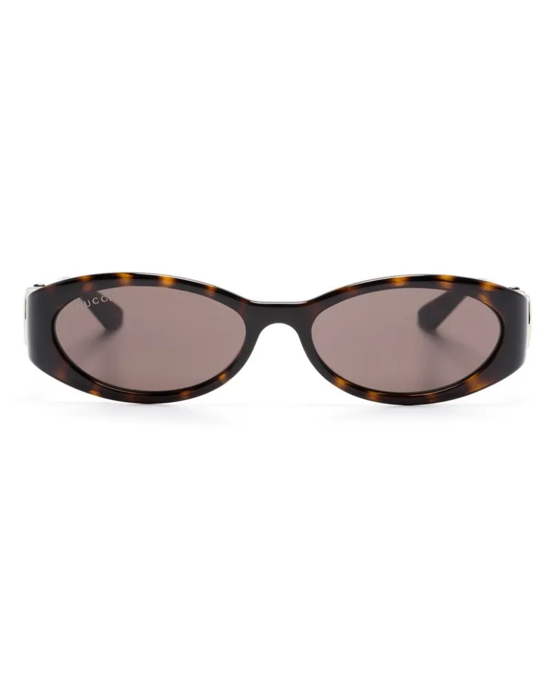 Gucci Sonnenbrille mit ovalem Gestell - Braun Braun