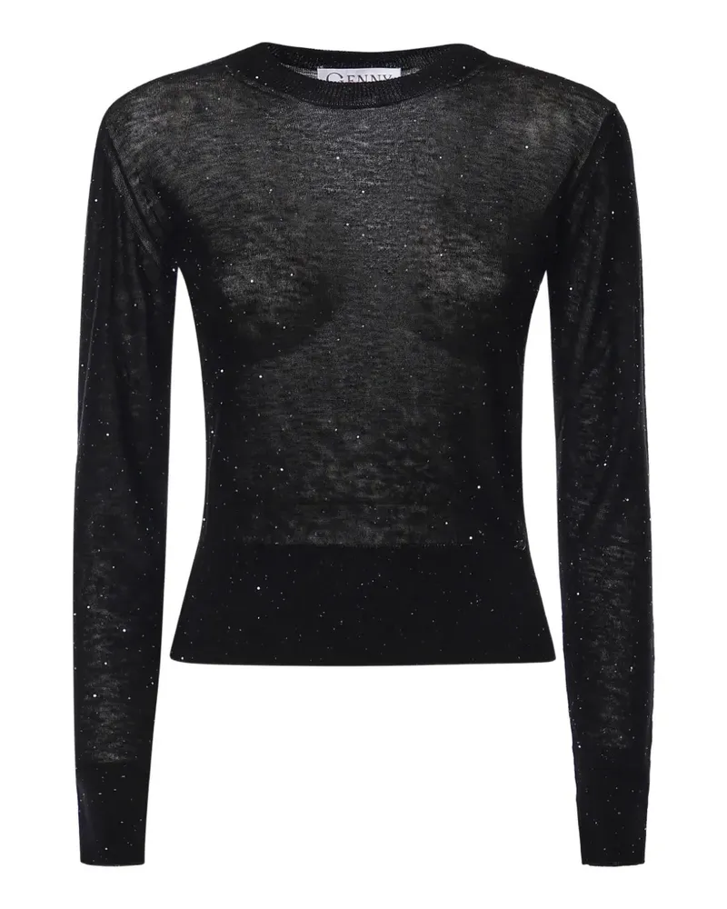 Genny Semi-transparenter Pullover mit Pailletten - Schwarz Schwarz