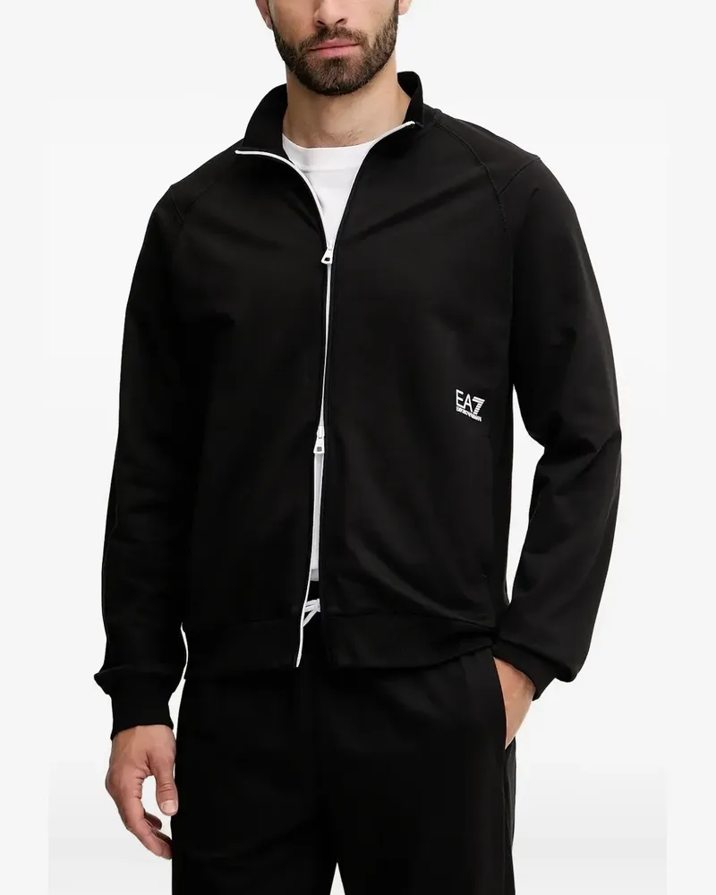 EA7 Sweatshirtjacke mit Logo-Detail - Schwarz Schwarz
