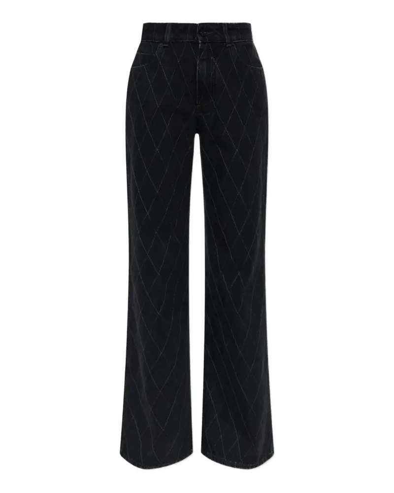 Balmain diamond-quilted wide-leg jeans - Schwarz Schwarz
