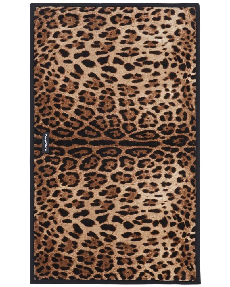 Dolce & Gabbana Badematte mit Leoparden-Print - Schwarz Schwarz