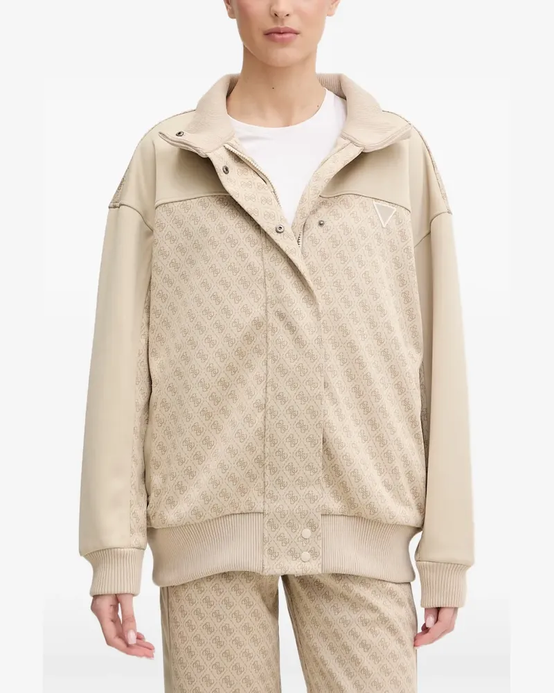 Guess monogram-print panelled jacket - Nude Nude