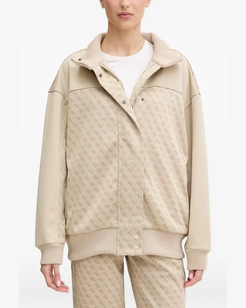 Guess monogram-print panelled jacket - Nude Nude