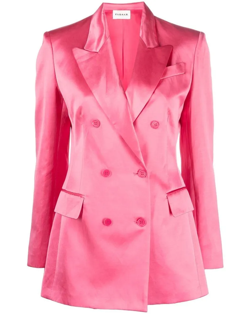 P.A.R.O.S.H. P.A.R.O H. Doppelreihiger Blazer aus Satin Rosa