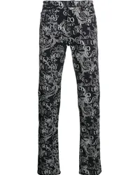 Versace Jeans Straight-Leg-Jeans mit Logo-Print Schwarz