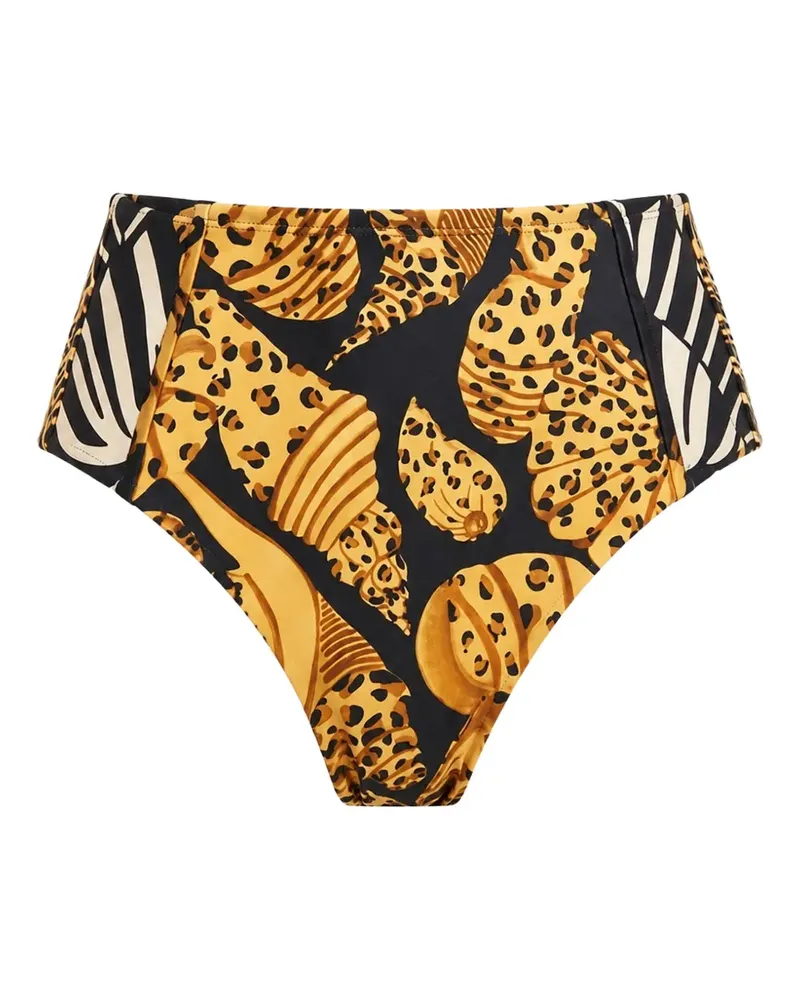 FARM Rio tropical-print bikini bottoms - Schwarz Schwarz