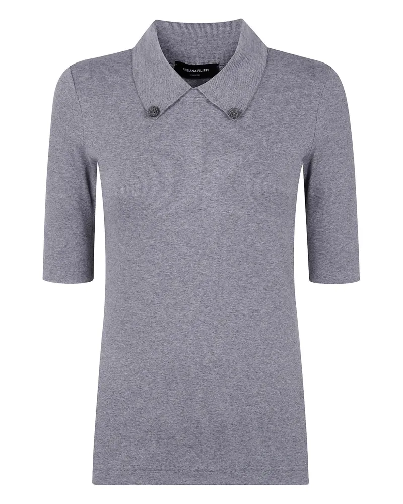 Fabiana Filippi T-Shirt mit geripptem Kragen - Grau Grau