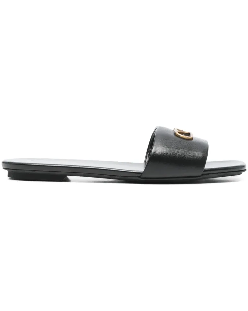 Emporio Armani Pantoletten mit Logo-Schild - Schwarz Schwarz