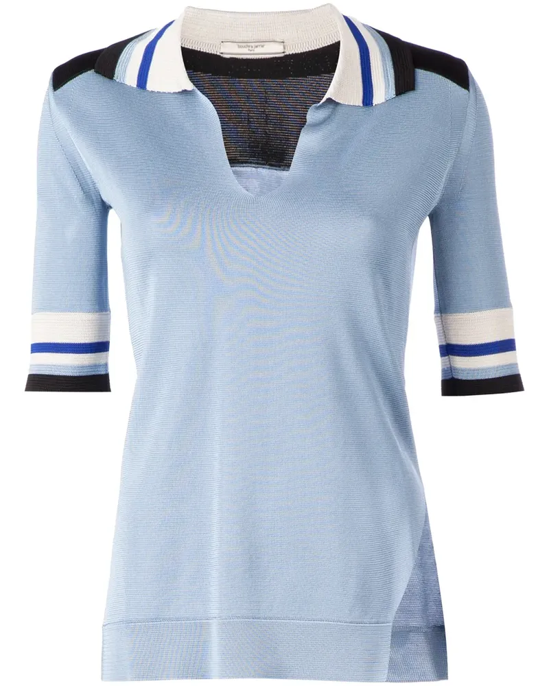 Bouchra Jarrar Poloshirt mit Streifen - Blau Blau