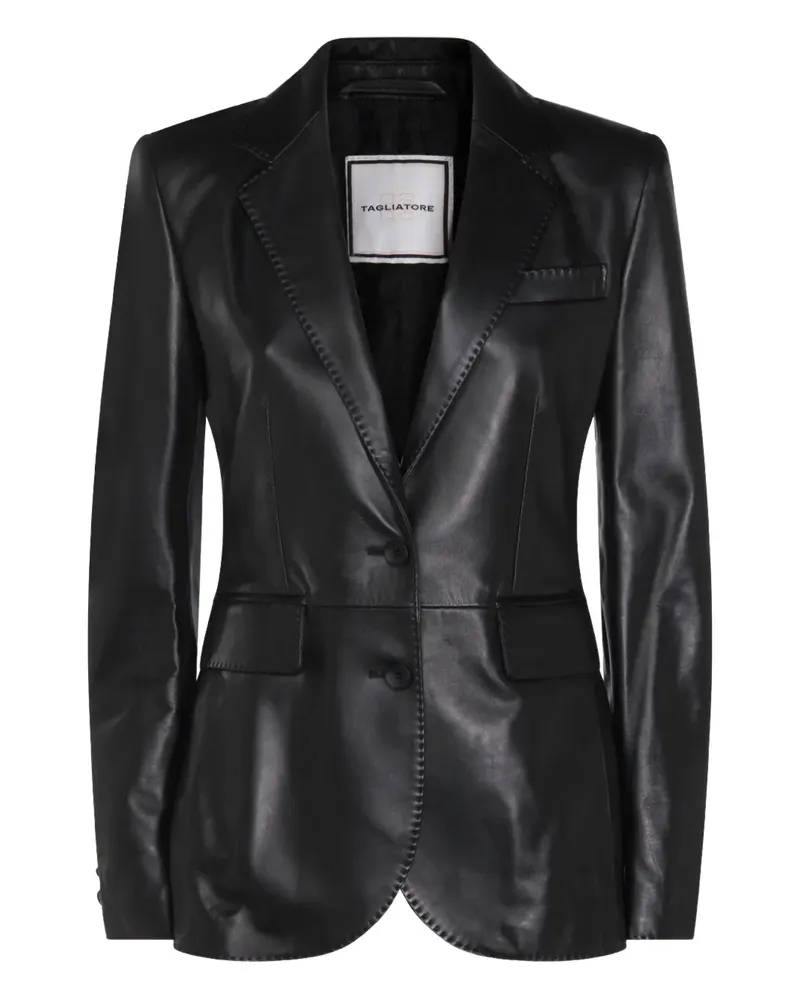 Tagliatore Sakko aus Leder - Schwarz Schwarz