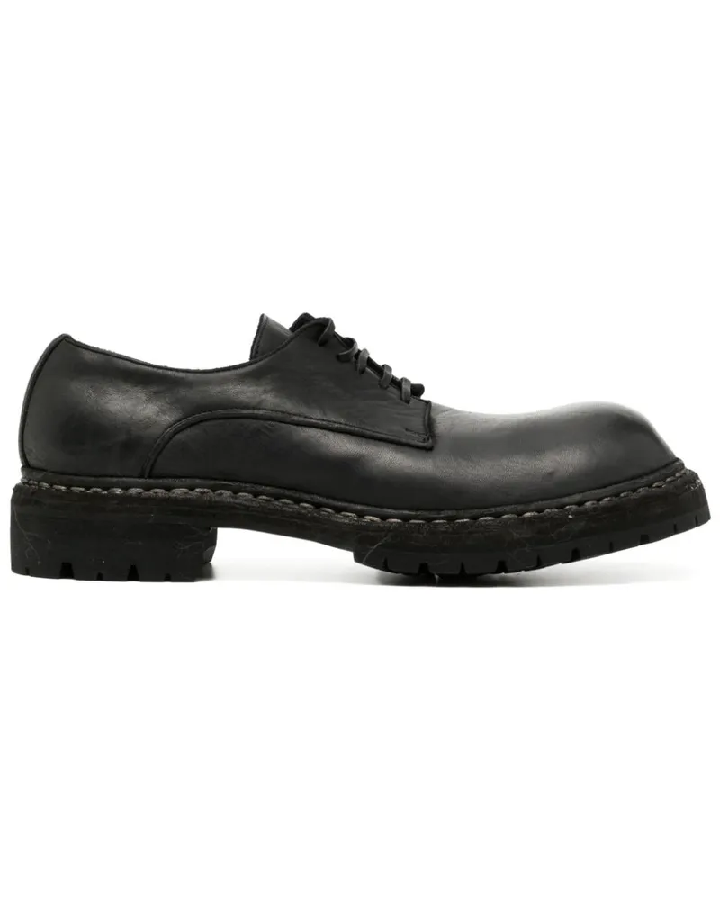 GUIDI Derby-Schuhe aus gekörntem Leder - Schwarz Schwarz