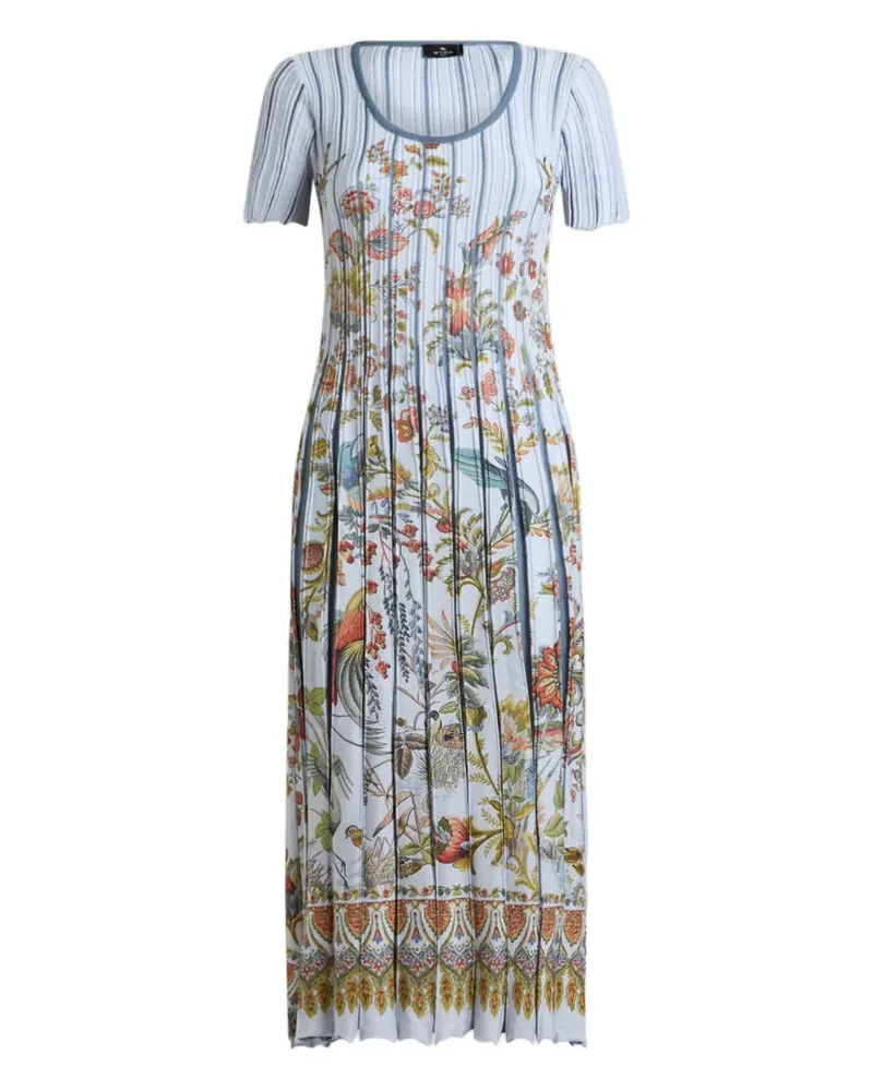 Etro pleated floral-print midi dress - Blau Blau