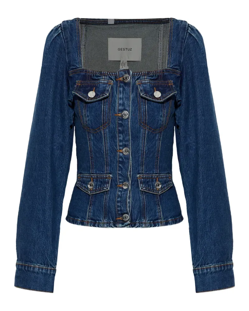 Gestuz Geknöpfte Jeansjacke - Blau Blau