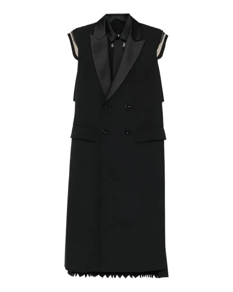 Sacai sleeveless double-breasted midi dress - Schwarz Schwarz